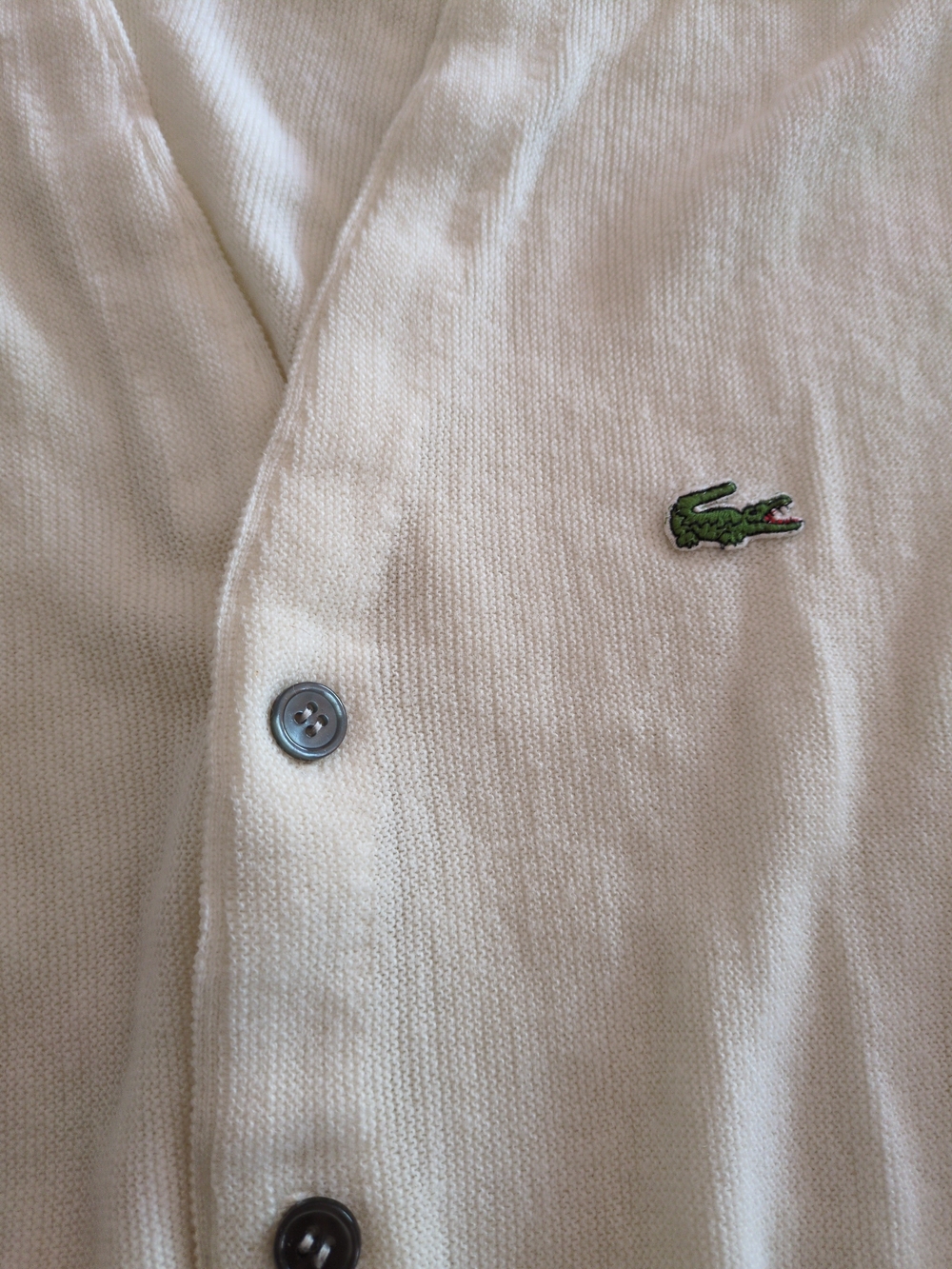 Men's Vintage Preppy Lacoste/Izod Button Up Cardigan Cream White - Picture 9 of 12